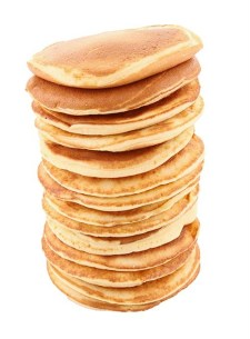 isolated stack of pancakes on white background